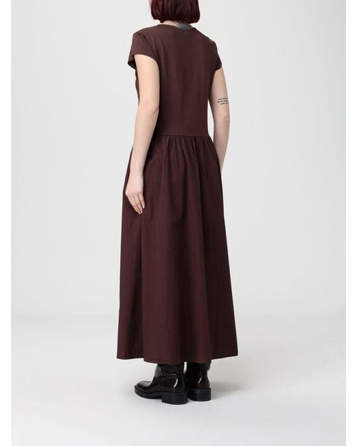 Sun 68 Brown Cotton Midi Dress