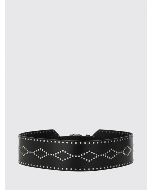 Isabel Marant White Lucie Studded Smooth Leather Belt With Pin-Buckle