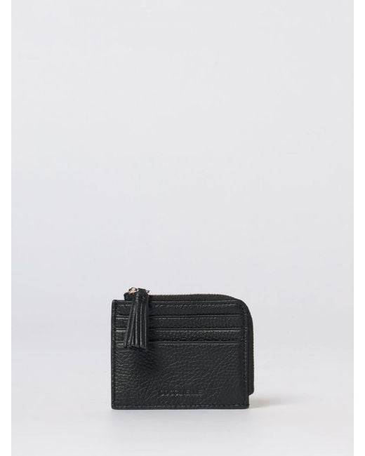 Coccinelle Black Tassel Grained Leather Credit Card Holder