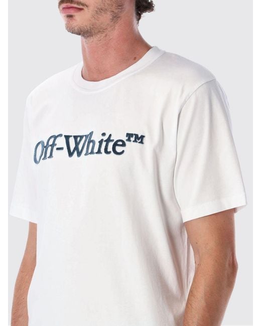 Off-White c/o Virgil Abloh White Short-Sleeved Cotton T-Shirt With Contrasting Logo Print for men