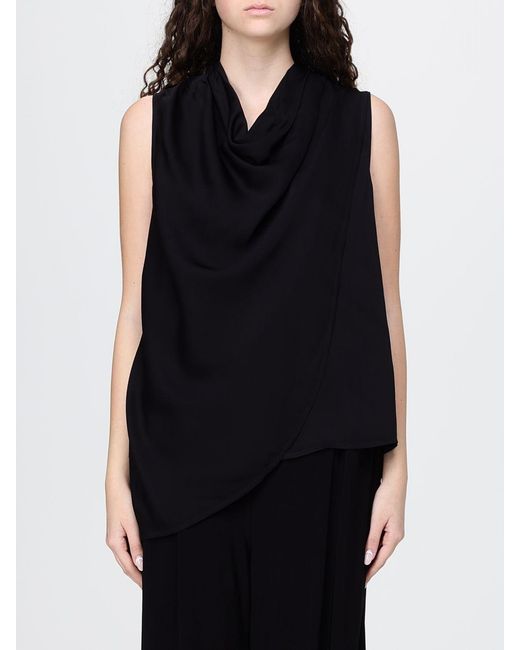 Twinset Black Draped Viscose Top