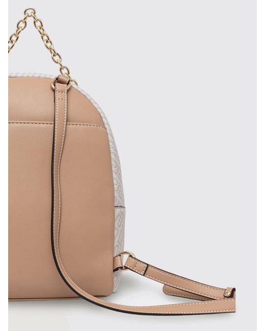 Liu Jo Natural Grained Faux Leather Backpack With All-Over Monogram