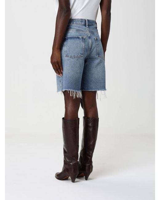 7 For All Mankind Blue Cotton Denim Shorts