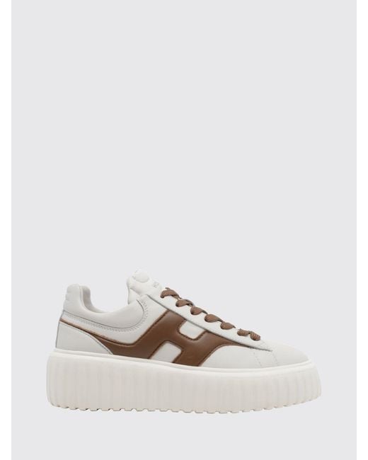 Hogan White H-Stripes Smooth Leather Platform Trainers