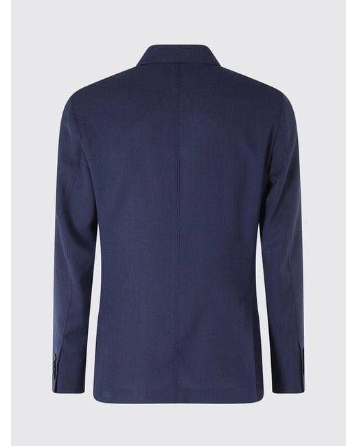 Santaniello Blue Viscose Double Breasted Blazer for men