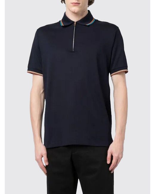Paul Smith Blue Cotton Polo Shirt With Contrast Trims for men