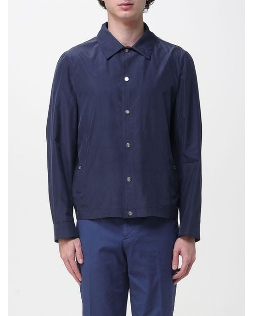 Brunello Cucinelli Blue Silk Shirt Jacket for men