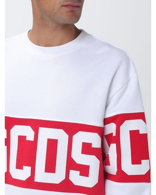 Gcds White Cotton Logo Crewneck Sweatshirt for men