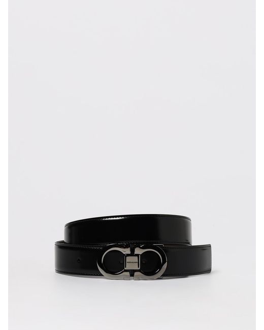 Ferragamo White Reversible Brushed Leather Belt for men