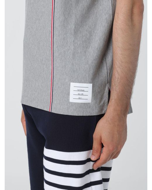 Polo in cotone con Flag logo di Thom Browne in Gray da Uomo