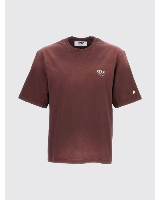 Golden Goose Deluxe Brand Red Cotton T-Shirt With Printed Logo And Dropped Shoulders for men