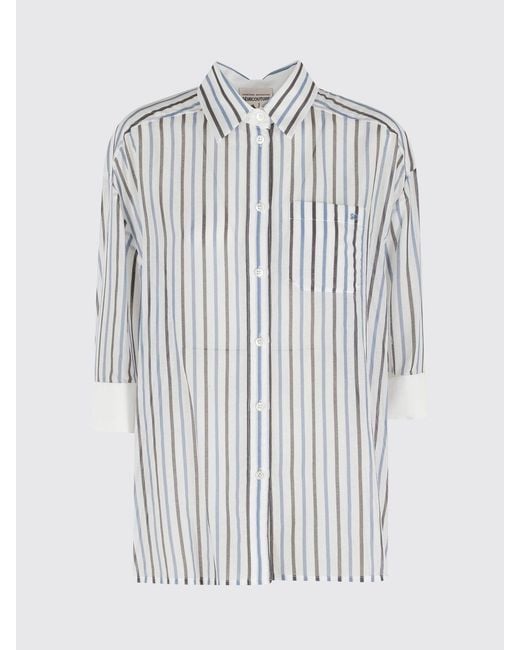 Semicouture White Gracia Striped Cotton And Silk Shirt