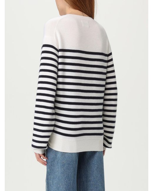 Khaite Blue Cashmere Striped Crewneck Sweater