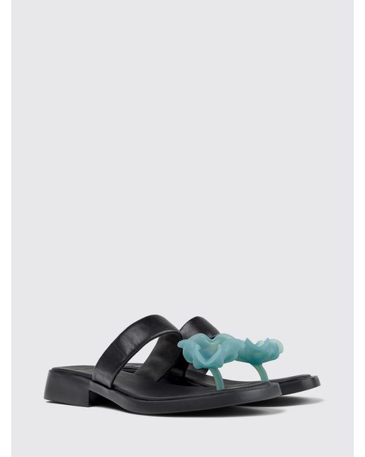 Camper White Dana Leather And Silicone Sandals