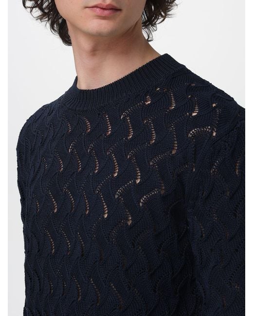 Dries Van Noten Blue Openwork Knit Sweater for men