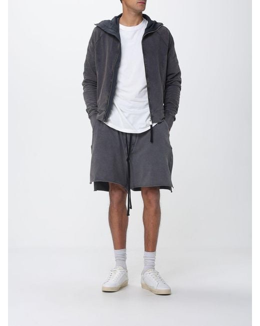 Thom Krom Blue Cotton Zip Hoodie for men