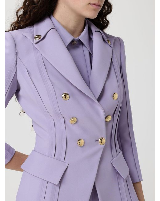 Elisabetta Franchi Purple Double-Breasted Blazer