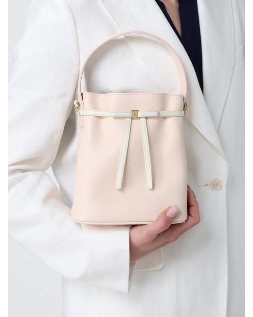 Ferragamo Natural Mini Bow Leather Bucket Bag