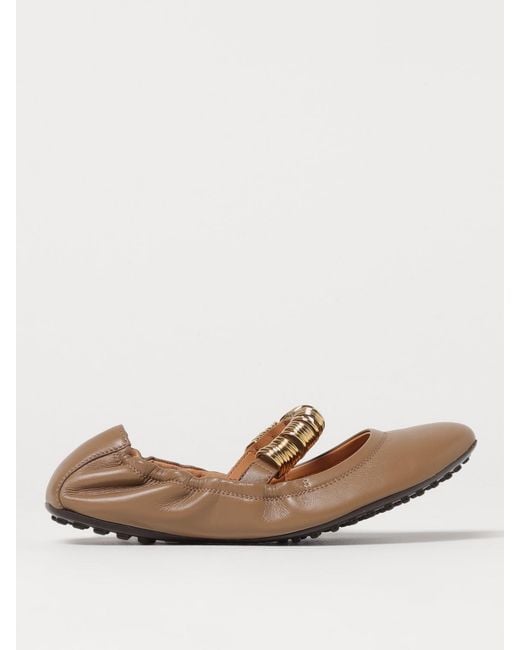 Tod's Natural Gommino Ballerina Leather Flats