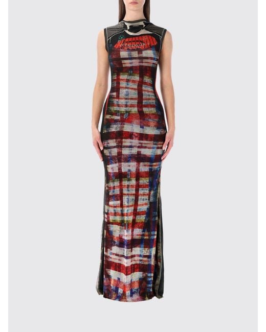 OTTOLINGER Red Long Jersey Dress With Graphic Print