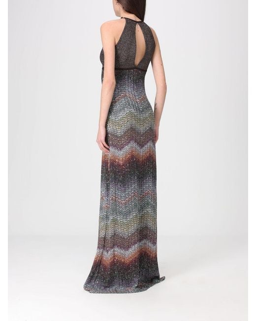 Missoni Multicolor Long Lurex Jersey Dress With Zig-Zag Pattern