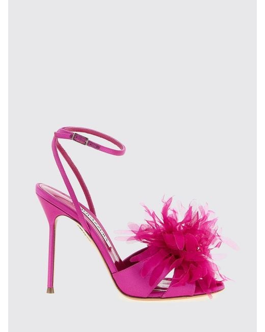 Aquazzura Pink Poème Satin And Tulle Sandals