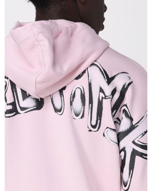 DISCLAIMER Pink Cotton Hoodie With Printed Logo And Dropped Shoulders for men