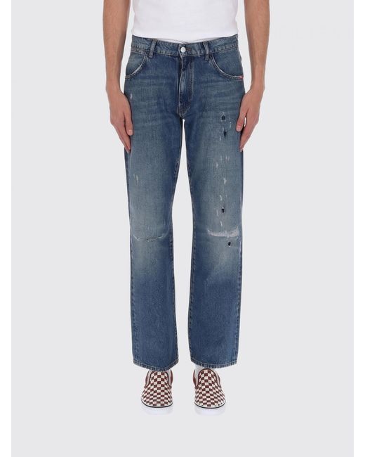 AMISH Blue Straight Cotton Jeans for men