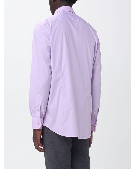 Etro Purple Classic Stretch Cotton Shirt for men