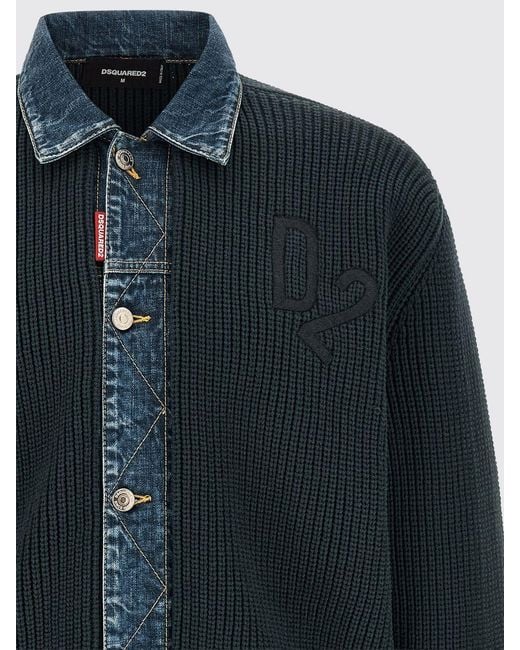 DSquared² Blue Cotton Blend Cardigan for men