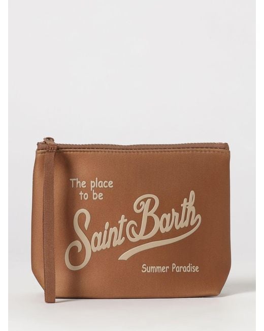 Mc2 Saint Barth Brown Aline Striped Polyester Pouch for men