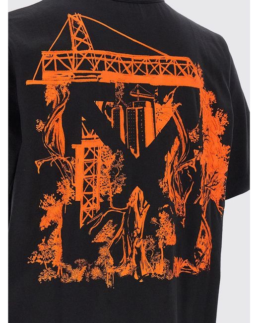 Off-White c/o Virgil Abloh Black Cotton T-Shirt With Graphic Print And Arrow Logo for men