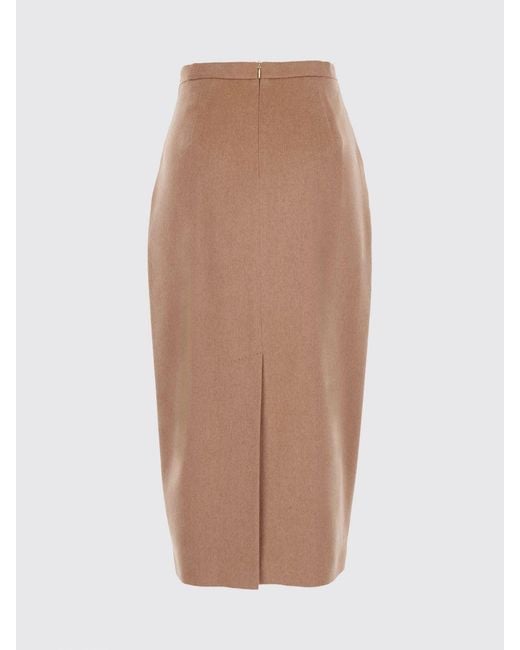 Max Mara Natural Wool Knit Midi Pencil Skirt With High Waist