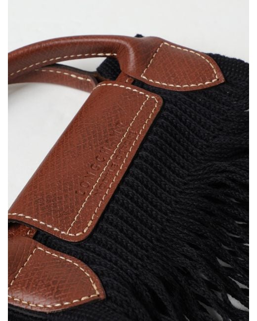 Longchamp Black Le Pliage Filet L Mesh And Grained Leather Bag