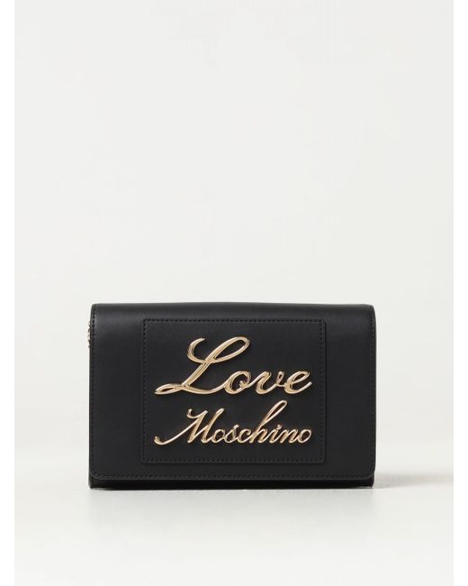Borsa in pelle sintetica con logo di Love Moschino in Black