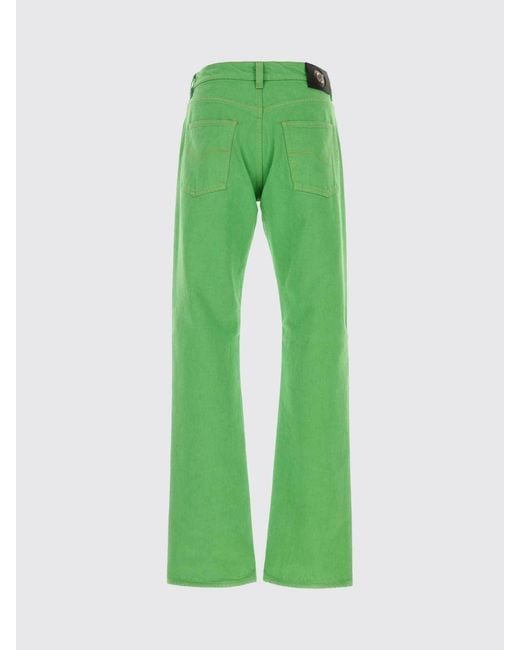 Versace Green Denim Straight Jeans for men