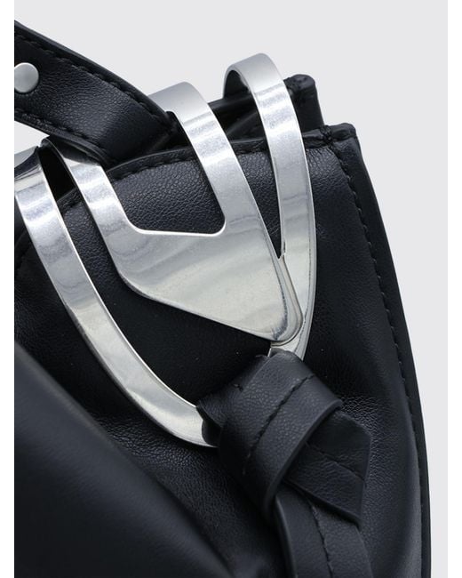 DIESEL Black Knot-D Synthetic Leather Shoulder Bag With Oval D Logo And Straps