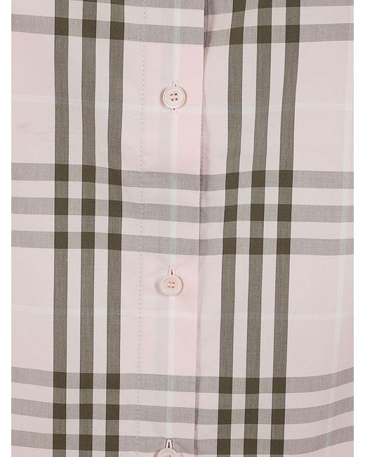 Burberry Red Long-Sleeved Cotton Shirt With Iconic Check Pattern