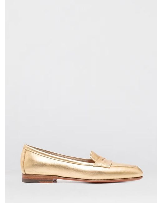 Santoni Natural Laminated Leather Loafers