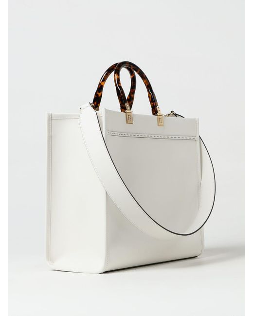 Fendi White ` Sunshine Medium` Tote Bag