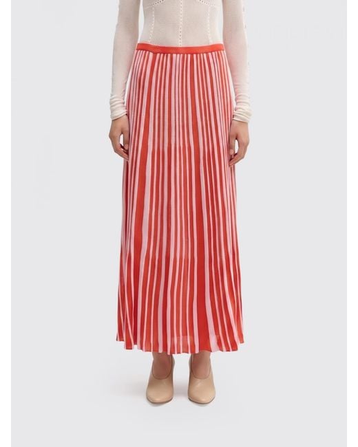 MACCAPANI Red Pleated Viscose Blend Skirt