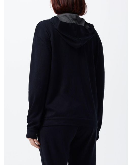 Brunello Cucinelli Blue Cotton Zip-Up Hoodie With Monili Embellishment