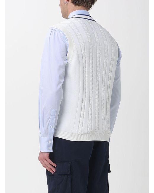 Brunello Cucinelli White Cotton Knit Vest for men