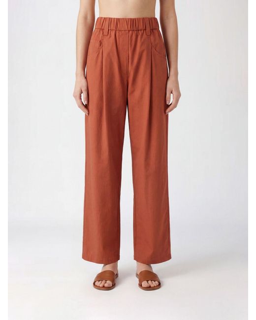 Brunello Cucinelli Red Slim Fit Cotton Trousers