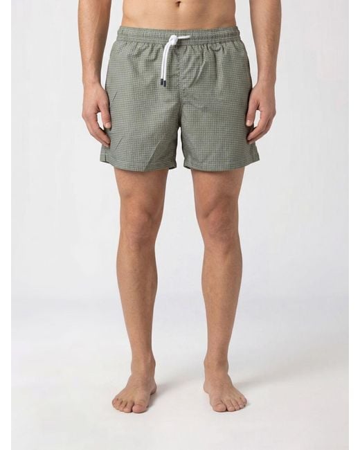 Fedeli Green Polyester Swimsuit With Floral Print for men