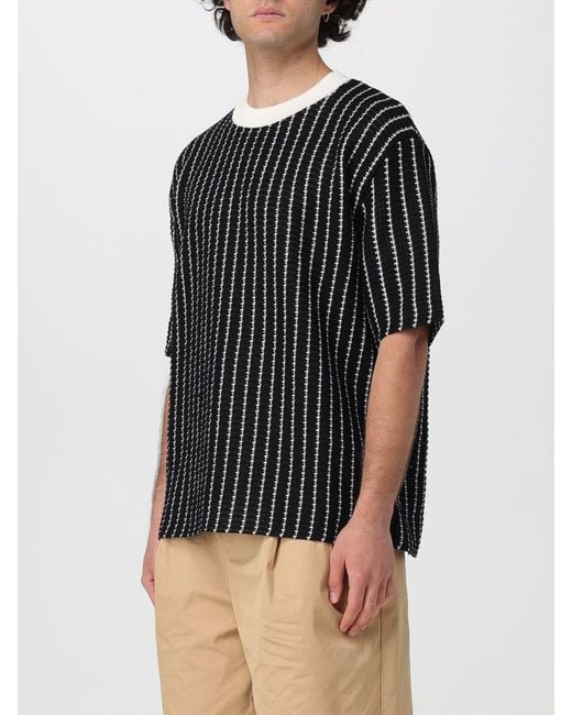 Jil Sander Black Striped Cotton T-Shirt for men