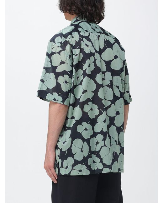 Dries Van Noten Green Casual Cotton Shirt With Floral Print for men