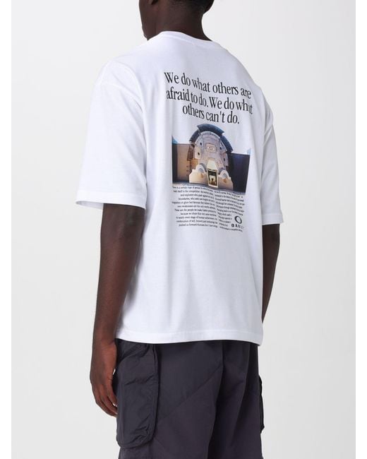 Oakley White Cotton T-Shirt With Contrasting Graphic Print And Dropped Shoulders for men