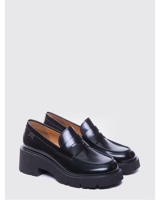 Camper Blue Milah Brushed Leather Loafers
