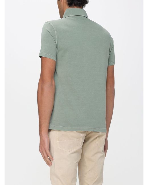 Fay Green Cotton Polo Shirt With Mini Logo for men